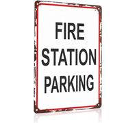 BIRXPMOS Fire Station Parking Funny Metal Sign Aluminum Wall Decor for Garage Man Cave Bar 8 X 12 in