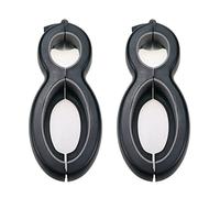 Bisbai Lot de 2 décapsuleurs 6 en 1 ouvre bouteille en acier inoxydable pour mains faibles et souffrant d'arthrite - Noir/gris