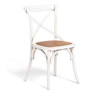 Biscottini Chaise en bois massif Blanc Vintage Thonet 44x47x88 cm - Chaises de cuisine en rotin et dossier cornoué - Chaise de salle à manger - Chaises d'extérieur et d'intérieur Bistrot Rustiche