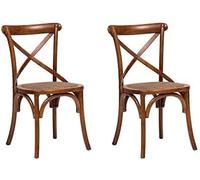 Biscottini Lot de 2 chaises de salle à manger en bois massif 86 x 42 x 46 cm - Chaise cuisine et salon en rotin - Chaises en bois d'extérieur et intérieur - Chaise en bois pour cuisine et salle