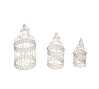 Biscottini Lot de 3 Cages vintage porte-bougie d'extérieur et d'intérieur | Cages shabby chic décorations