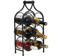 Biscottini Porte-Bouteilles à vin en Fer forgé Noir Antique - Porte-Bouteille Eau et vin L24 x PR14 x H46 - Porte-vin de Table - Cave à vin pour Meubles