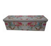 Biscottini Pouf de rangement pour enfants et adultes 120 x 35 x 35 cm | Boîtes de rangement refermables avec couvercle | Pouf de rangement carré avec décorations