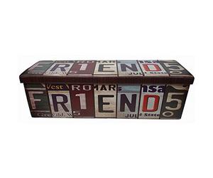 Biscottini Pouf de rangement pour enfants et adultes 120 x 35 x 35 cm | Boîtes de rangement refermables avec couvercle | Pouf de rangement carré avec décorations