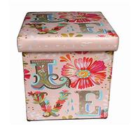 Biscottini Pouf de rangement pour enfants et adultes 33 x 33 x 33 cm | Boîtes de rangement refermables avec couvercle | Pouf de rangement carré avec décorations