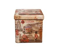 Biscottini Pouf de rangement pour enfants et adultes 33 x 33 x 33 cm | Boîtes de rangement refermables avec couvercle | Pouf de rangement carré avec décorations
