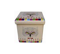 Biscottini Pouf de rangement pour enfants et adultes 33 x 33 x 33 cm | Boîtes de rangement refermables avec couvercle | Pouf de rangement carré avec décorations