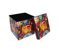 Biscottini Pouf de rangement pour enfants et adultes 33 x 33 x 33 cm | Boîtes de rangement refermables avec couvercle | Pouf de rangement carré avec décorations