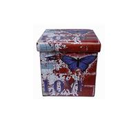 Biscottini Pouf de rangement pour enfants et adultes 33 x 33 x 33 cm | Boîtes de rangement refermables avec couvercle | Pouf de rangement carré avec décorations
