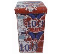 Biscottini Pouf de rangement pour enfants et adultes 33 x 60 x 33 cm | Boîtes de rangement refermables avec couvercle | Pouf de rangement carré avec décorations