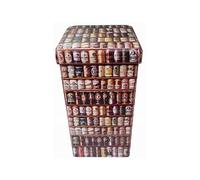 Biscottini Pouf de rangement pour enfants et adultes 33 x 60 x 33 cm | Boîtes de rangement refermables avec couvercle | Pouf de rangement carré avec décorations