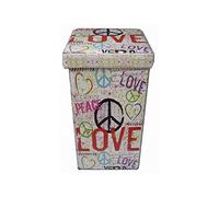 Biscottini Pouf de rangement pour enfants et adultes 33 x 60 x 33 cm | Boîtes de rangement refermables avec couvercle | Pouf de rangement carré avec décorations