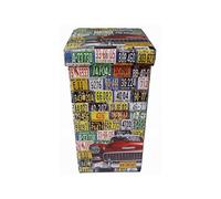Biscottini Pouf de rangement pour enfants et adultes 33 x 60 x 33 cm | Boîtes de rangement refermables avec couvercle | Pouf de rangement carré avec décorations