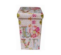 Biscottini Pouf de rangement pour enfants et adultes 33 x 60 x 33 cm | Boîtes de rangement refermables avec couvercle | Pouf de rangement carré avec décorations