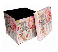 Biscottini Pouf de rangement pour enfants et adultes 39x39x39 cm | Boîtes de rangement refermables avec couvercle | Pouf de rangement carré avec décorations