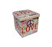 Biscottini Pouf de rangement pour enfants et adultes 39x39x39 cm | Boîtes de rangement refermables avec couvercle | Pouf de rangement carré avec décorations