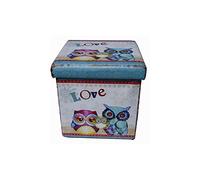 Biscottini Pouf de rangement pour enfants et adultes 39x39x39 cm | Boîtes de rangement refermables avec couvercle | Pouf de rangement carré avec décorations