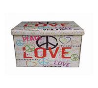 Biscottini Pouf de rangement pour enfants et adultes 60 x 35 x 35 cm | Boîtes de rangement refermables avec couvercle | Pouf de rangement carré avec décorations