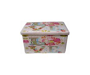 Biscottini Pouf de rangement pour enfants et adultes 60 x 35 x 35 cm | Boîtes de rangement refermables avec couvercle | Pouf de rangement carré avec décorations