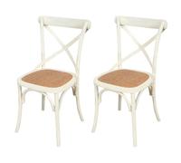 Biscottini Set Chaises salle à manger bois massif 86x42x46 cm - Chaise cuisine et salon en rotin - Chaises en bois d'intérieur et d'extérieur - Chaise bois blanc Cross