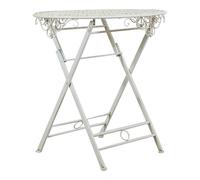 Biscottini Table de Jardin Pliable Ronde 70x76 en Fer Blanc Antique