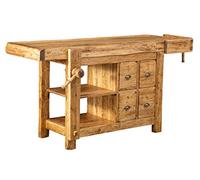 Biscottini Table Haute 184x74x92 cm Made in Italy | Meuble Cuisine en Bois Massif | Établi Pliant | Table Haut Cuisine en Bois