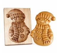 Biscuit de Noël, timbres à biscuits en bois naturel sculpté en 3D, bonhomme de neige