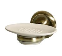 Bisk 00405 Distributeur de Savon en céramique avec Support en Laiton Antique 13 x 12 x 7,5 cm