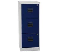 Bisley Home PFA Armoire de Rangement Suspendue avec 3 tiroirs HR en métal 505 - Corps Gris Clair - Façades Bleu Oxford - 40 x 41,3 x 101,5 cm