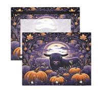 Bison Citrouille D'halloween Trousses à Crayons Transparentes pour Chevet,Compatibles avec les Classeurs à 3 Anneaux(2 Pack)
