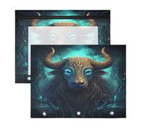 Bison Clair Bleu Fantaisie Trousses à Crayons Transparentes pour Chevet,Compatibles avec les Classeurs à 3 Anneaux(2 Pack)