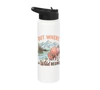 Bison Wilderness Outdoor Adventure Nature Lover Mountains Stainless Steel Insulated Water Bottle