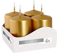 Bispol Bougies votives, lot de 4, 13 couleurs au choix, durée de combustion de 7 heures. (Or métallisé)
