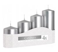 Bispol Lot de 4 Bougies Pilier argentées Ø 50 mm