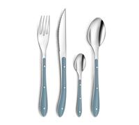 PRADEL ESSENTIEL - Ménagère 24 couverts de table pour 6 personnes - Bistro 1-2-3 - Acier inoxydable 18/0, Finition Standard - Bleu denim