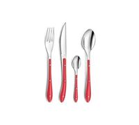PRADEL ESSENTIEL - Ménagère 24 couverts de table pour 6 personnes - Bistro 1-2-3 - Acier inoxydable 18/0, Finition Standard - Rouge