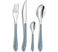 PRADEL ESSENTIEL - Ménagère 24 couverts de table pour 6 personnes - Bistro 1-2-3 - Acier inoxydable 18/0, Finition Standard - Bleu denim