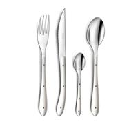 PRADEL ESSENTIEL - Ménagère 24 couverts de table pour 6 personnes - Bistro 1-2-3 - Acier Inoxydable 18/0, Finition Standard - Bleu Canard (Epaisseur 1.5 mm)