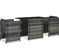 Bistro Set avec coussins Poly Rattan Groupe de repas Outdoor
