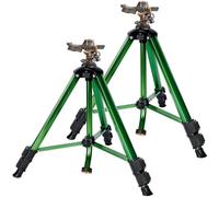 Biswing Lot de 2 têtes d'arroseur à Impact sur trépied, Robuste, pour pelouse, arrosage à 360° sur Grande Surface, buse en Laiton et Pieds Extensibles en Alliage métallique avec verrous à Bascule