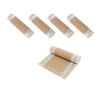 BIT.FLY 5 Pcs Chemin de Table Toile de Jute Dentelle - 30 x 275cm Rouleau Jute Dentelle Decoration de Table Champêtre pour Mariage Festival Fête Décorations