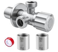 BITEFU Raccord d'eau - 1 robinet d'angle 1/2" - Double vanne d'angle en acier inoxydable - Vanne de régulation - Boîtier en acier inoxydable 304 - Noyau en laiton - Pour filetage mural 1/2"