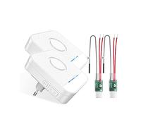 BITIWEND Kit d'extension de Signal Radio sans Fil pour Sonnette et Gong destiné aux systèmes de Sonnette existants, 2 Récepteur de Prise + 2 Convertisseur Radio (3-24 V CA/CC)