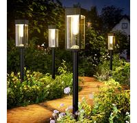 BITPOTT Extrêmement Lumineuses Lampe Solaire Exterieur Jardin,2 Pièces Lampes de Chemin Solaires IP65 Étanche Lampes Solaires Eclairage Pour Jardin,Terrasse,Pelouse,Extérieu(Blanc Chaud)