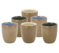 BITZ Tasses à espresso en faïence, Set de tasses à espresso, Jolies tasses à espresso en céramique, Design danois, Set de 6, Petit (9 cl), Résistant au lave-vaisselle et à la chaleur, Wood/Couleurs