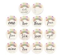 BIUDECO 14 pièces Cartes Étapes Bois Cartes Mois Naissance Bois Naturel Cadeau Anniversaire Accessoires Photographie Souvenir Mensuel Sans Produits Nocifs