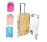 BIUDECO 4 Pièces Boîte de Rangement Cosmétique Plastique Valise Miniature avec Roulettes et Poignée Organisateur de Faux Cils et Bijoux pour Voyage Mallette Beauté Compacte et Fille