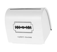 BIUDECO Boîte à Déchets Design Simple et Élégant pour Salon de Coiffure en Tôle Blanche Capacité Large pour Organiser Lames de Rasoir et Accessoires de Rasage