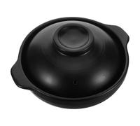 BIUDECO Cocotte avec Couvercle et Double Anse en Terre Cuite Noire 600 Ml Marmite Résistante à la Chaleur Pot en Argile pour Cuisson Asiatique, Marmite Résistante la Chaleur pour Riz