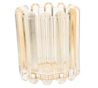 BIUDECO Organisateur de Pinceaux de Maquillage Verre Épais à Rayures Conteneur Multifonction pour Brosse Crayon et Peigne Rangement pour Bureau et Coiffeuse Couleur Miel Grand Modèle